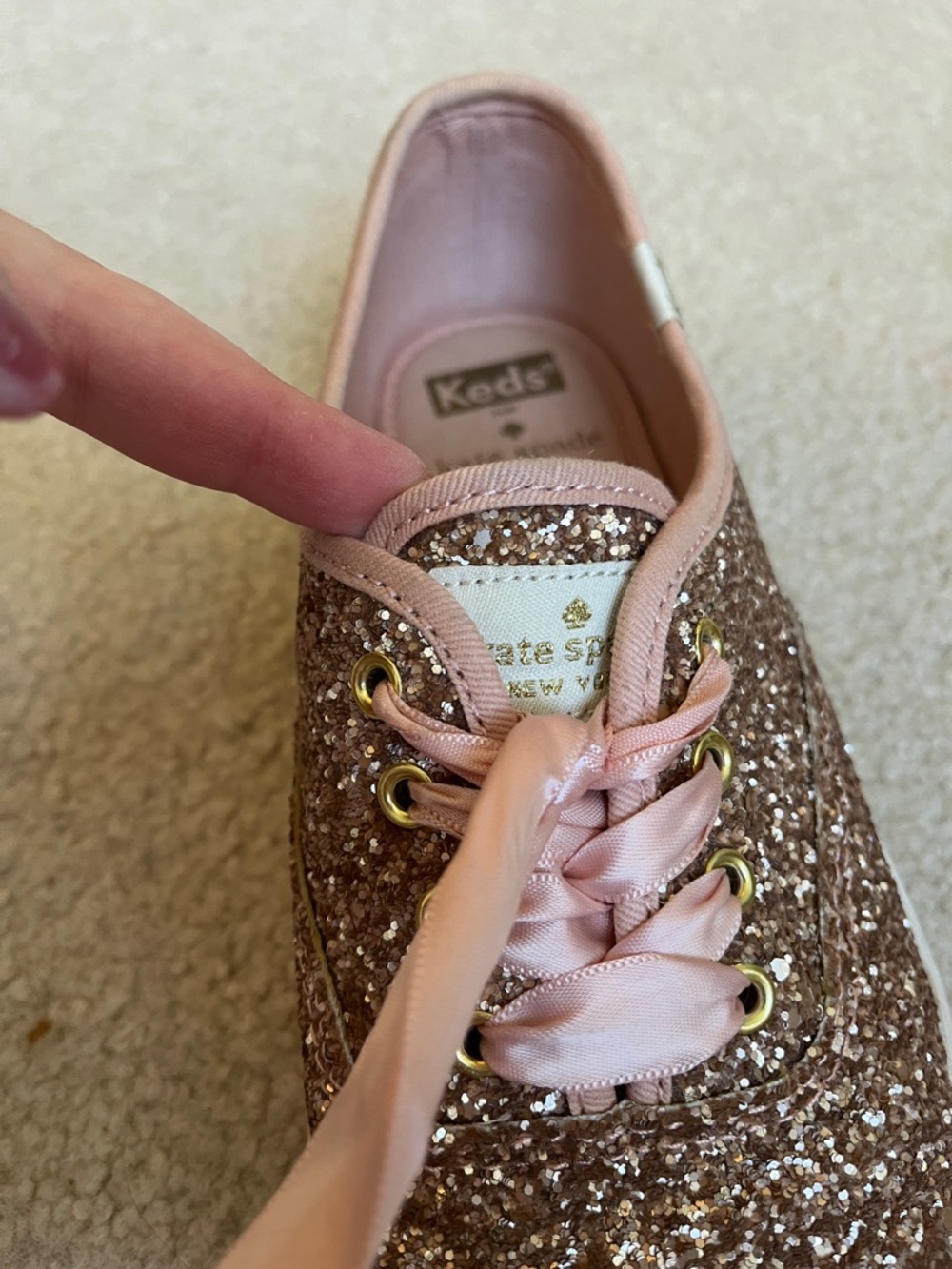 Keds x Kate Spade Pink Glitter Lace-Up Sneaker